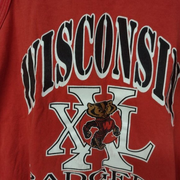 Vintage Wisconsin Badgers College Savvy Sportswear Size Large Tank Top USA - Picture 3 of 7